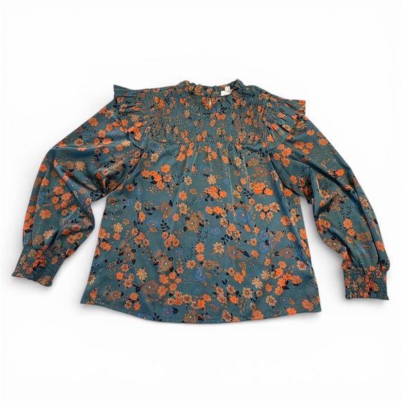 THML Tops - THML Teal and Orange Floral Blouse